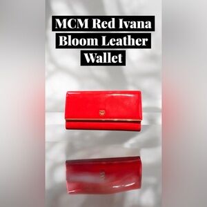 MCM Red Ivana Bloom Leather Wallet GUC